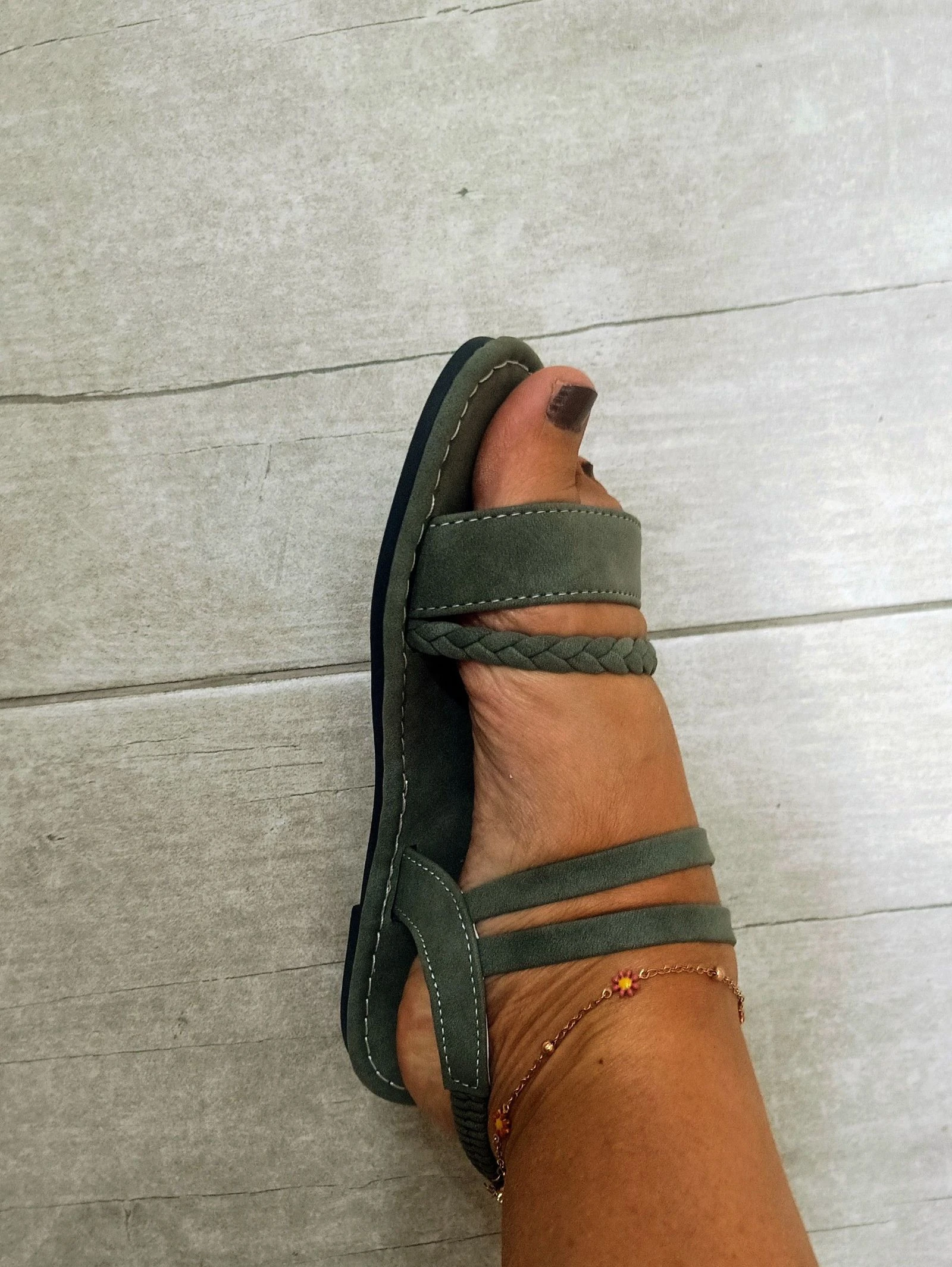Sandalias planas verde oliva – photo 2